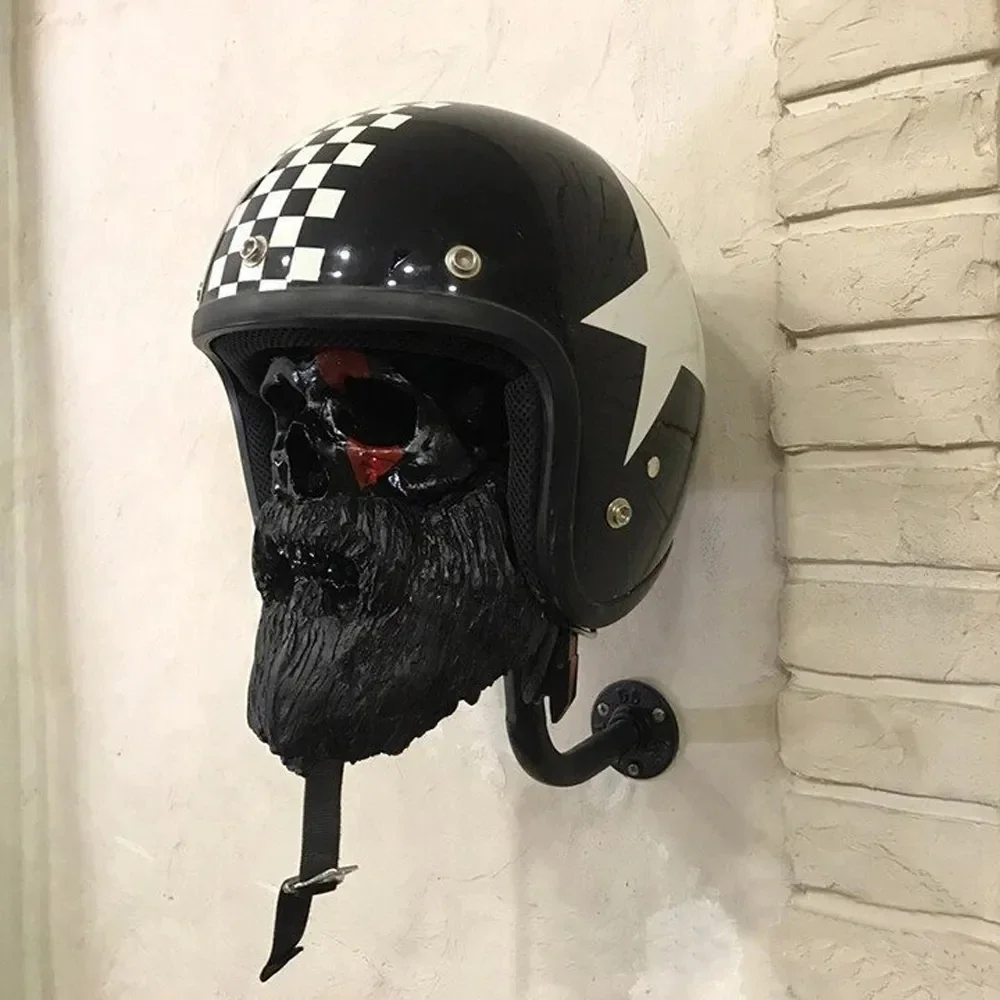 

Adult Helmet Hanger Wall Mounted Coat Storage Rack Bicycle Helmet Holder Wall Decor Creative Cool Skull Motorcycle Helmet Holder