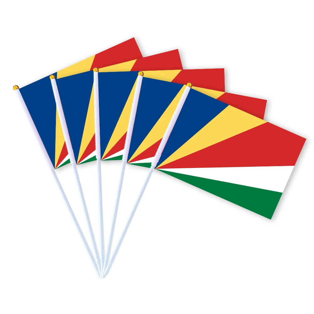 CYPOMELO Seychelles national flag 14 * 21 cm Seychelles small flag, handheld waving flag, indoor and outdoor home decoration