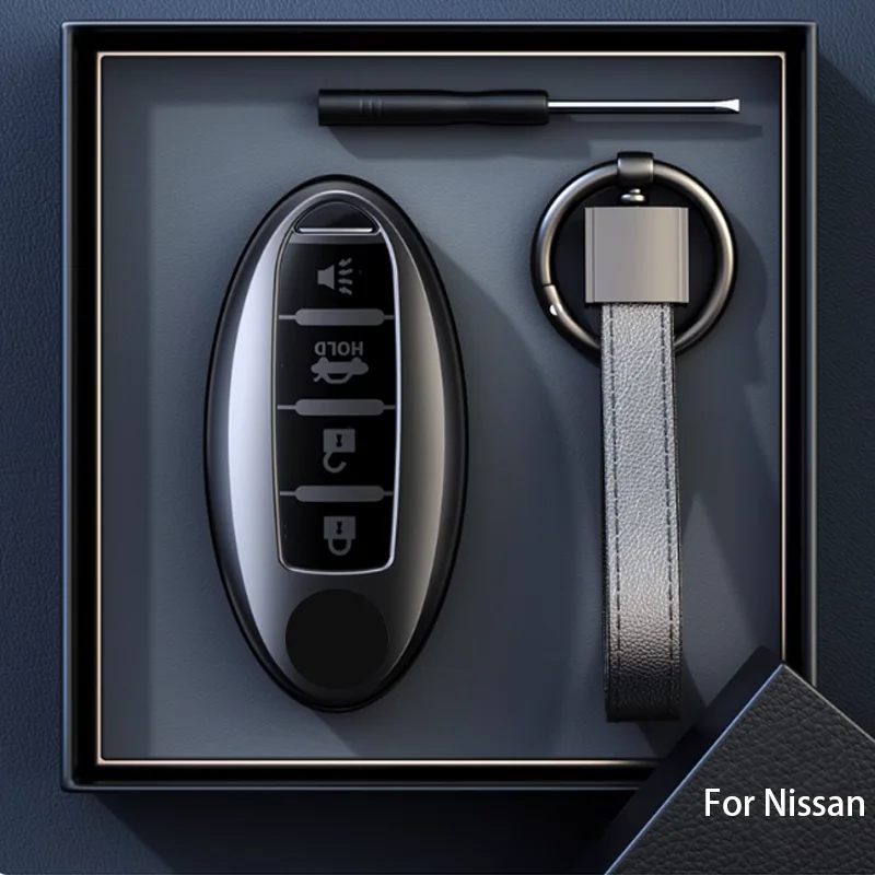 Titanium Gray for Nissan X Trail T32 2020 Rogue Patrol Murano Htrail Maxima 4 Button Remote Car Key Case Cover Holder Accessorie