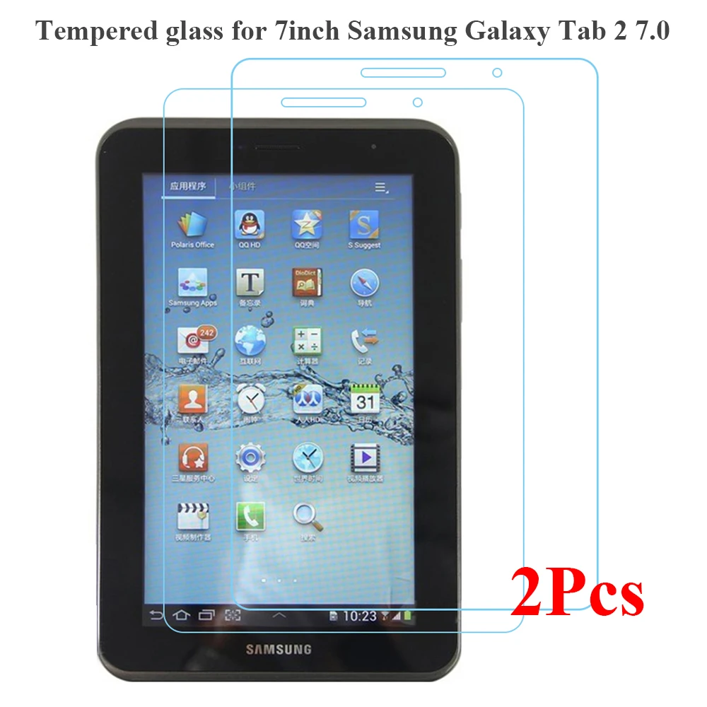 

2Pcs/Pack for Samsung galaxy Tab 2 7.0 Screen Protector Model GT-P3100 HD 9H 0.3MM for 7.0Inch Samsung GT-P3110 Tempered Glass