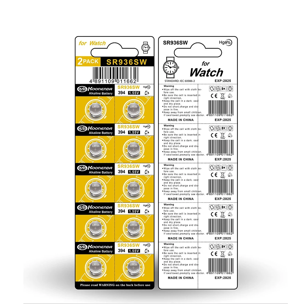 Pila de botón AG9 de 2-50 piezas, 1,55 V, 50mAh, LR936, 394, SR936SW, CX194, LR45, G9A, 194, 394A, SR936, L936F