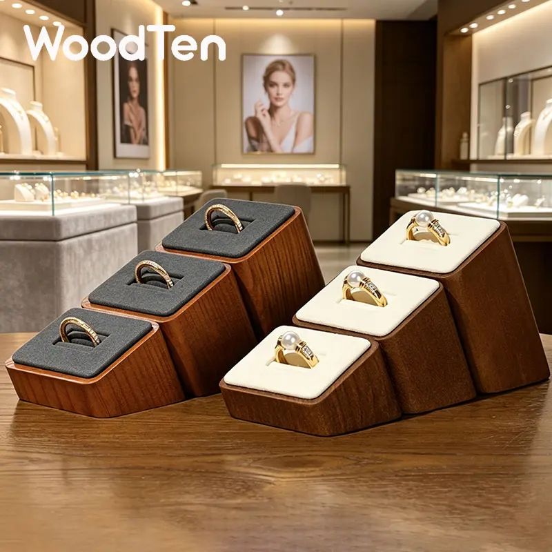 

WoodTen Jewelry Organizer Rack Ring Storage Stand Ring Display Rack 3 piece setSet Jewelry Holder Ring Photography Props
