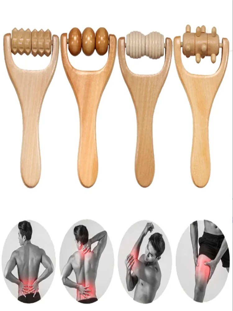 Rodillo de masaje para cintura, muslo, pierna, manos, cuerpo completo, maderoterapia, madera de pera pura, ligero, rodillo muscular Natural