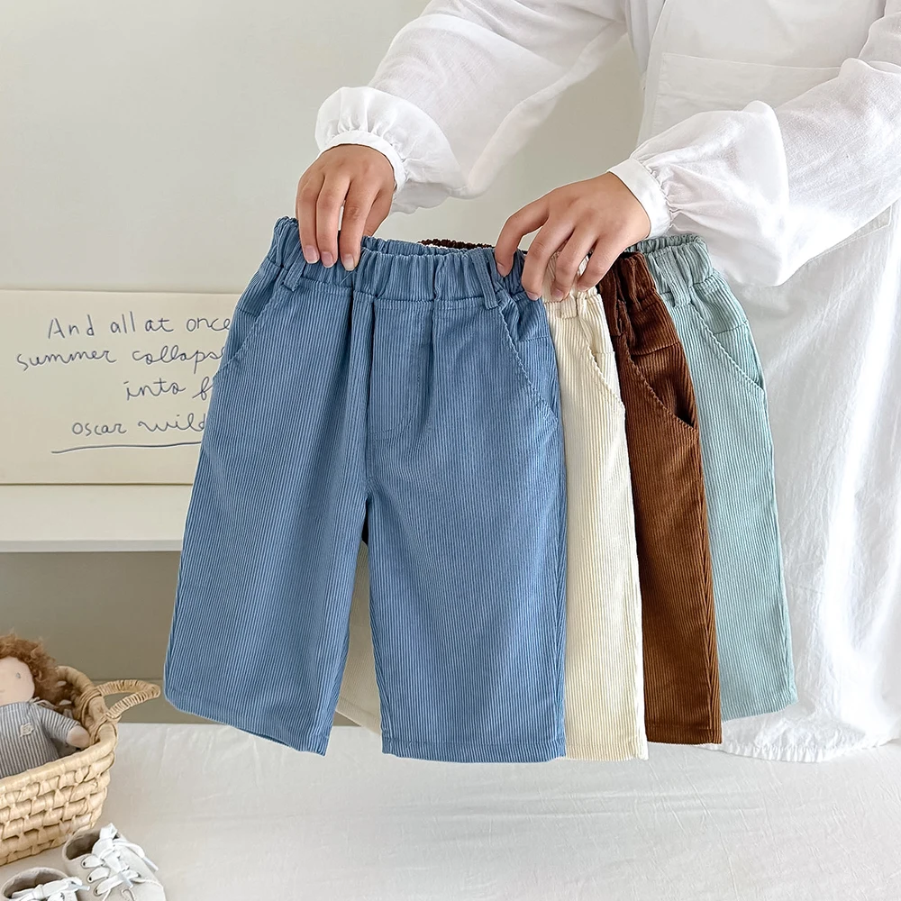 Herbst Kinder Loose Fit Cordhosen Kleinkind Jungen Mädchen Lässige Einfarbige Hosen Kinder Haremshosen Kinder Lange Hosen für den Winter – Detail 1