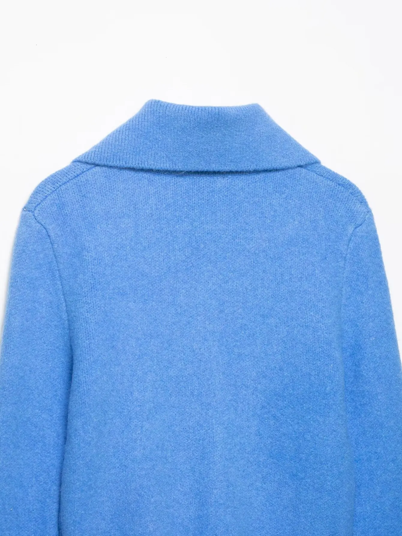Nlzgmsj 2026 Frühling Neue Runde Einfarbige Gestrickte Offene Strickjacke für Damen mit Revers und Reißverschluss, Freizeit-Strickoberteil – Detail 5