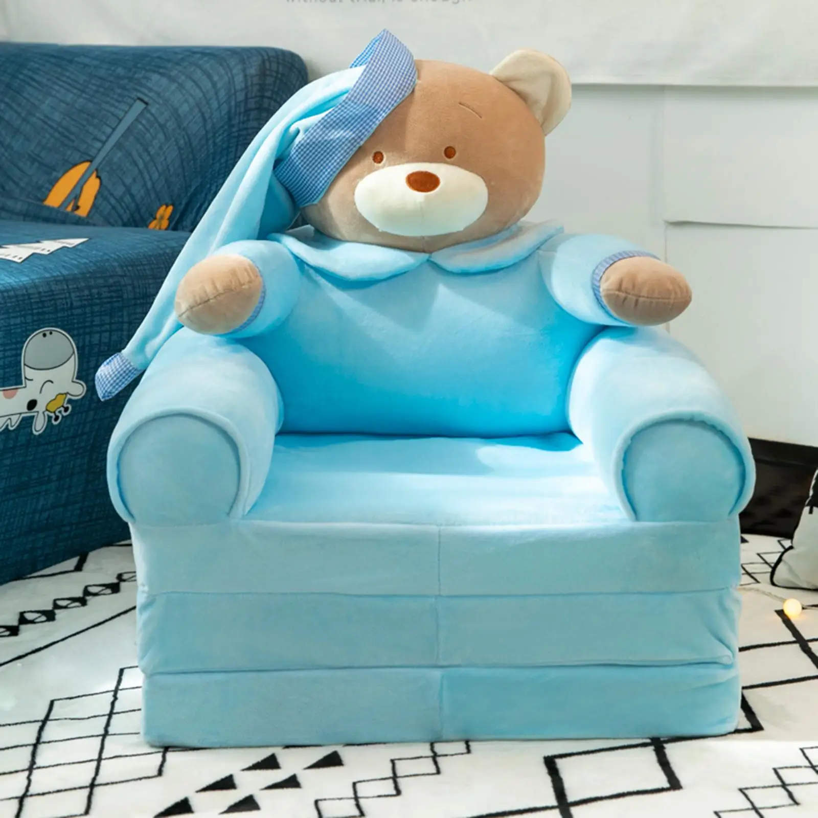 Toddler Cute Kids Sofa Cover Foldable Furniture Protector Stretchable Sofa Bed Cover Armchair Slipcover for Living Room Bedroom