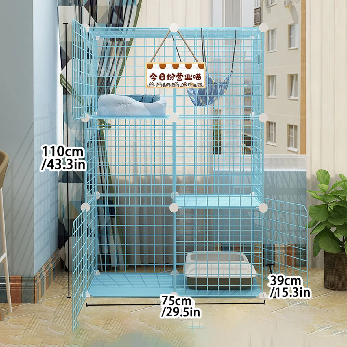 Cat Cage Household Indoor Cat Villa with Toilet Large Extra Large Free Space Two-Story Small Cat Nest Cattery