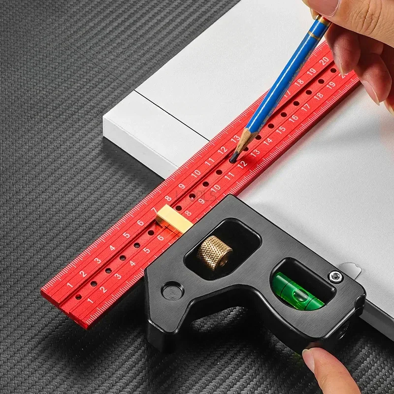 Woodworking Combination Angles Ruler Heavy Duty 90/45 Degree Gauge Carpenter Square Ruler Adjustable Angle Gauges Measuring Tool