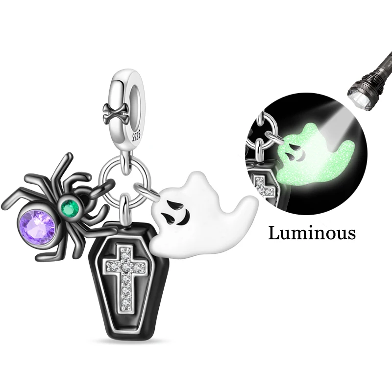 Hot Sales 925 Sterling Silver Glowing Dark Night Carnival Charm Pendant Fit Original Bracelet DIY Women Fine Party Jewelry Gifts