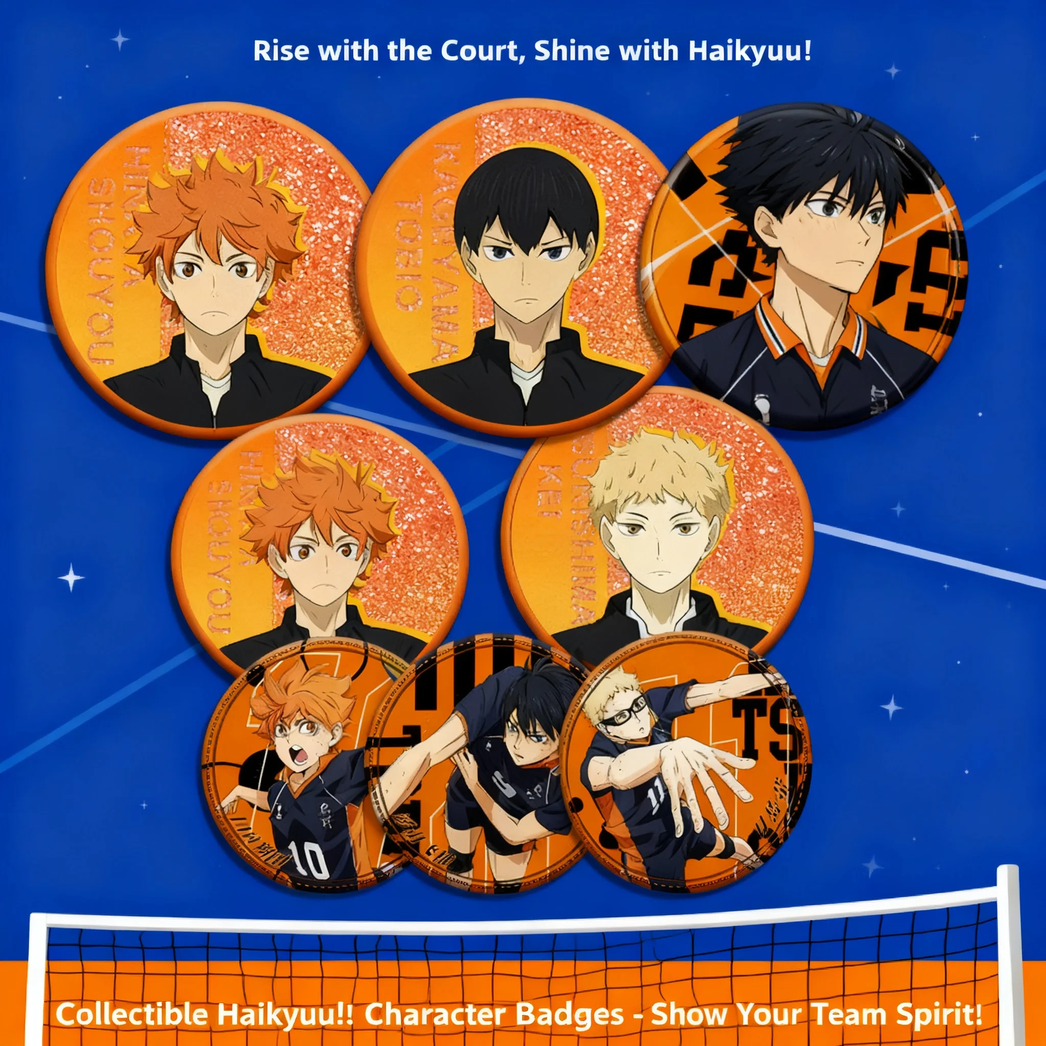 

Haikyuu Streamer Badge Acrylic Keychain New Design Double Sided Pattern 58mm Anime Doujin Accessory
