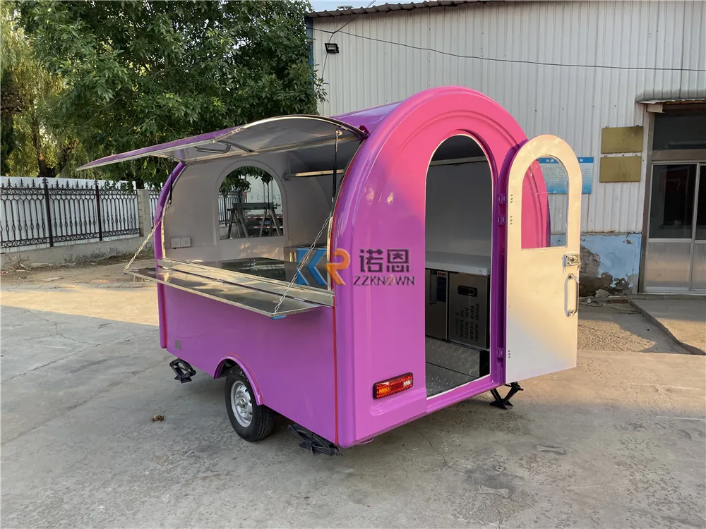 280cm Fast Food Truck Hot Dog Food Cart USA Customized Food Trailer With Full Restaurant Kitchen Equipments