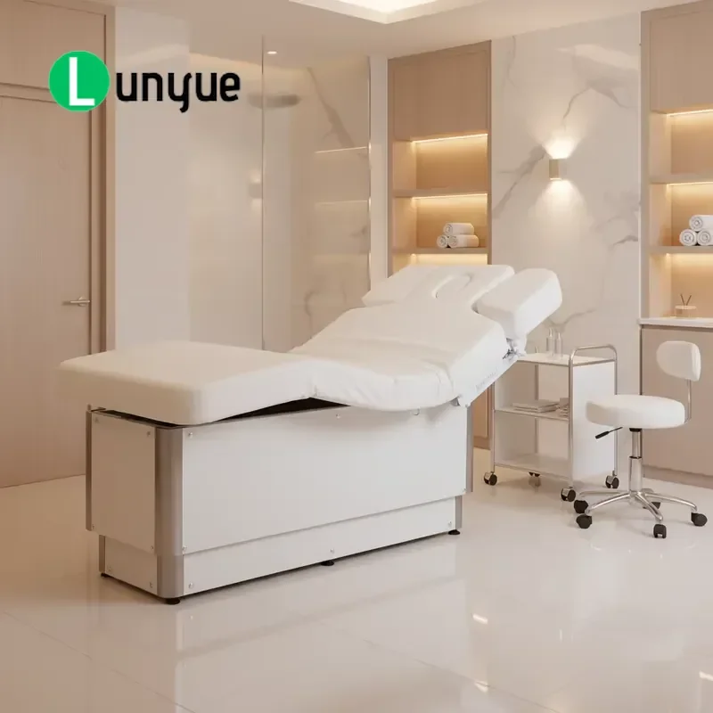 White Luxury Electric 3 Motor Beauty Bed Multifunctional Facial Eyelash Massage Sofa for Spa Wellness Treatment