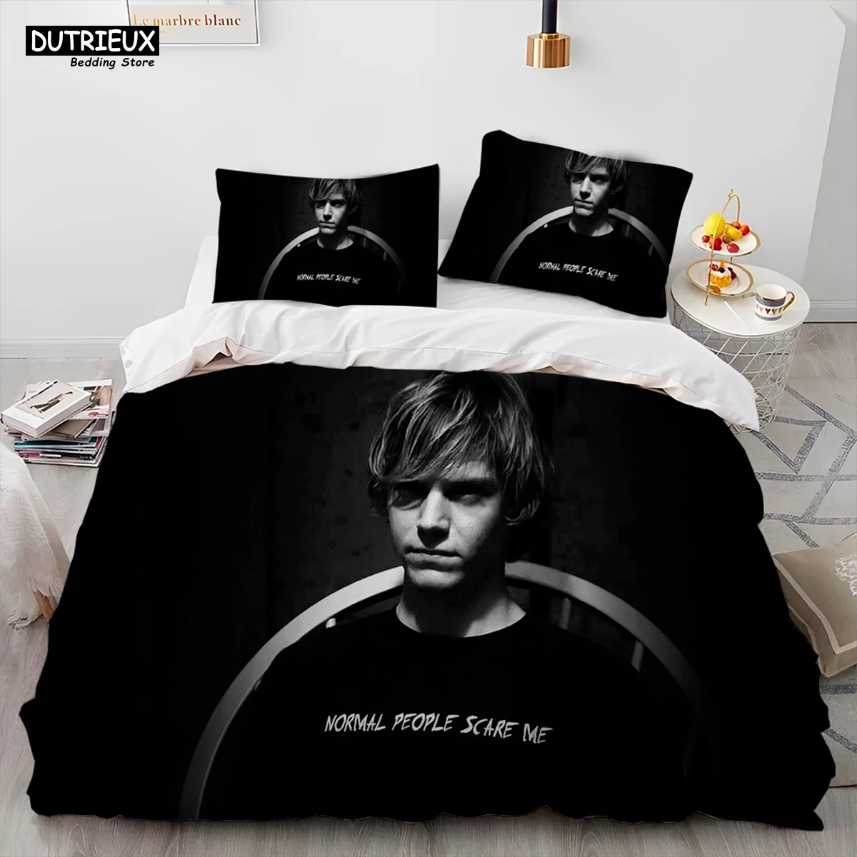 Cute Evan Peters Movie TV Actor Comforter Bedding Set,Duvet Cover Bed Set Quilt Cover Pillowcase,king Queen Size Bedding Set