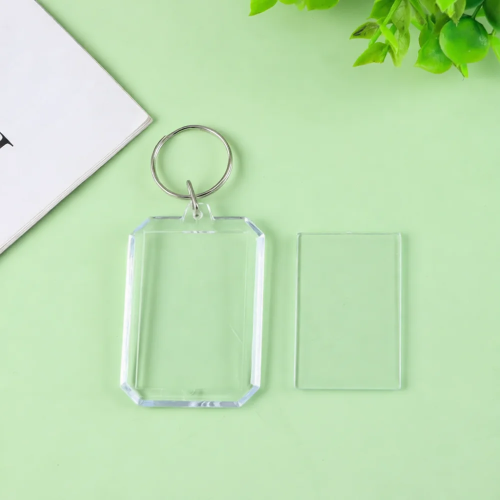 Acrylic Keychain Blank Transparent Insert Picture Frame Decorative Keyring Accessory For Car Keys Customizable Gift