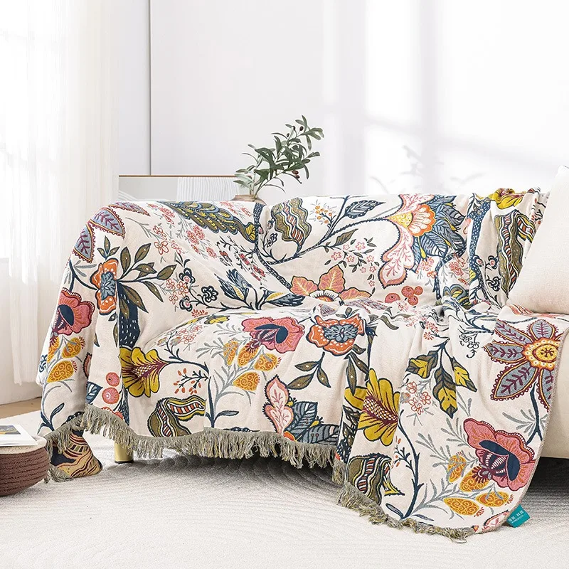 

New Fringed 100% Cotton Muslin Blanket - All-Season Lightweight Coverlet, Sofa Throw & Air-Con Quilt for Adults/Couples