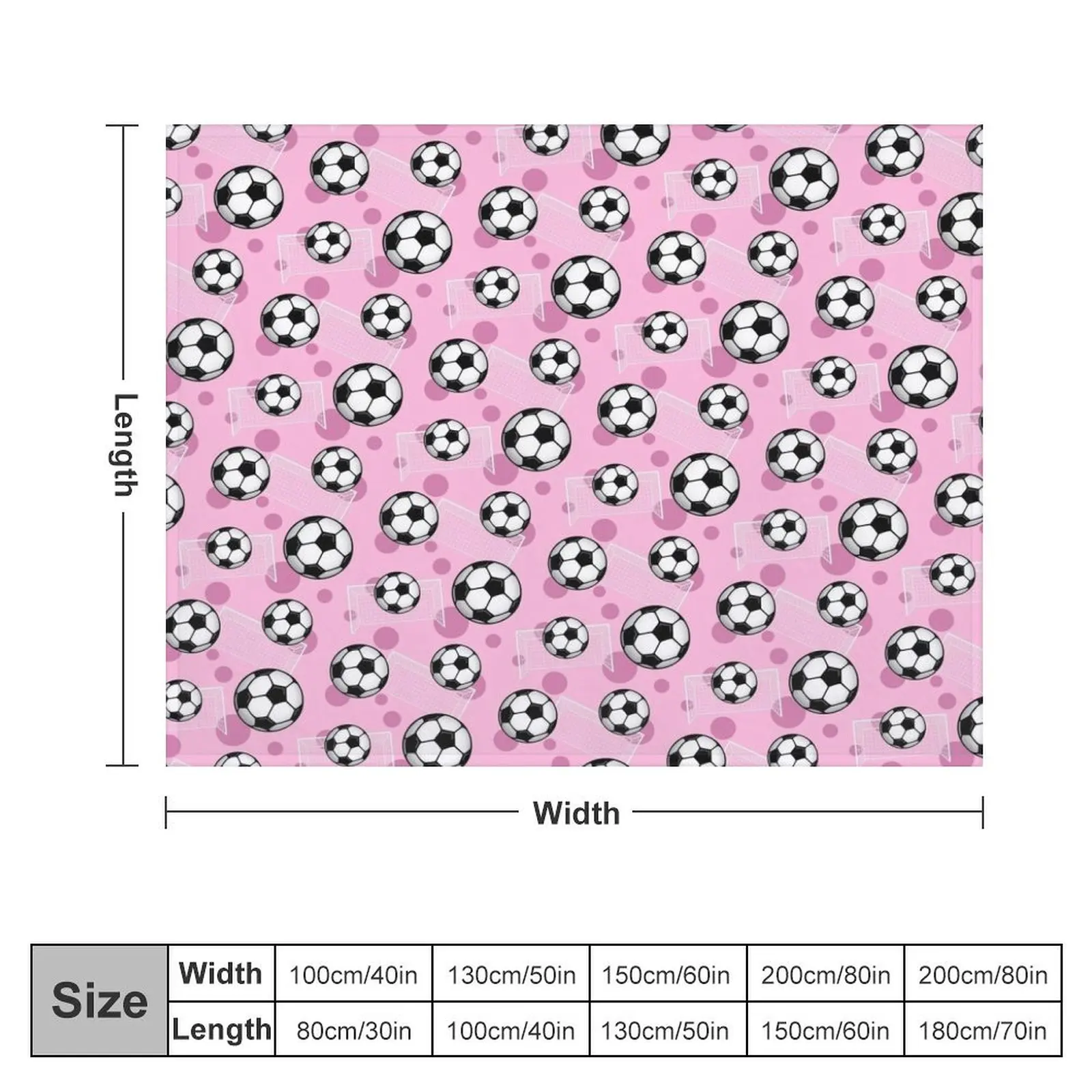 Soccer Ball and Goal Pink Pattern - Pink Soccer Throw Blanket Soft Plaid Cute Blankets