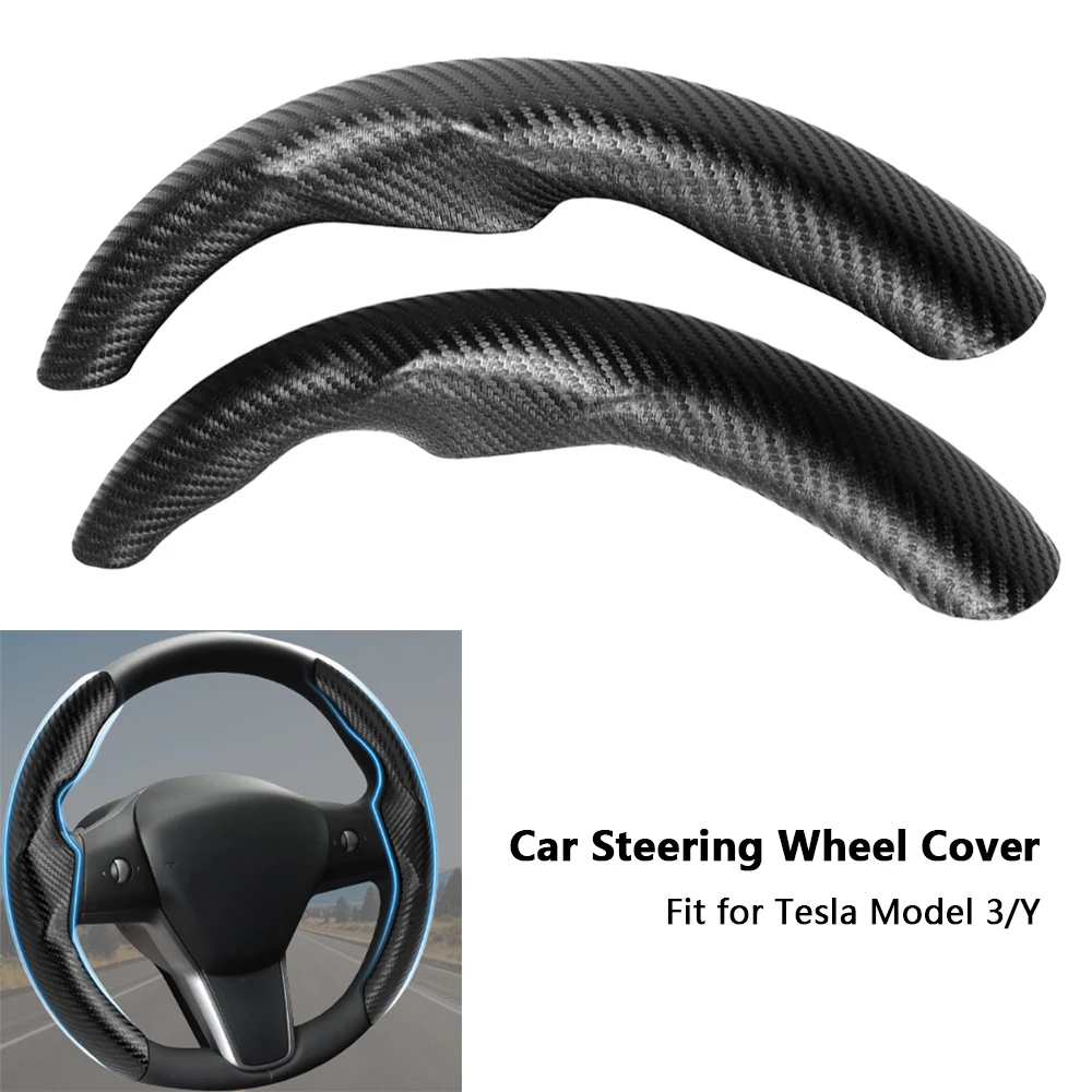 Car Steering Wheel Booster Cover Universal For Tesla Model 3/Y Carbon Fiber Ultra-thin Sweat-absorb Steering Wheel Accessories