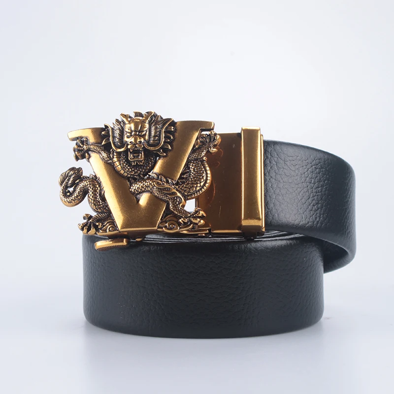 ZLD เข็มขัดหนังอัลลอยดีไซน์มังกรทองสำหรับผู้ชายเข็มขัดหนัง PU แฟชั่นกางเกงยีนส์และกางเกงลำลอง