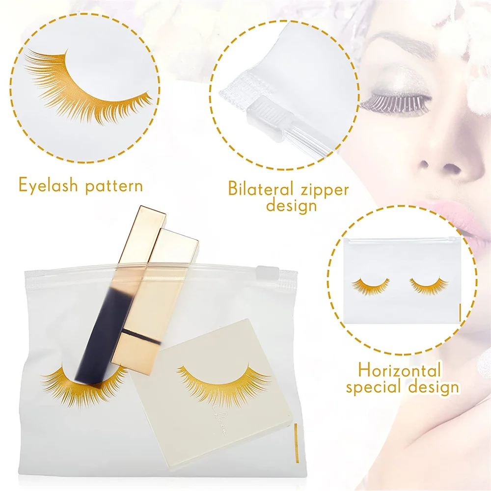 50PCS Eyelash Aftercare Bags Cosmetic Plastic Gift Packaging Lash Makeup Storage Pouches Portable Travel Beauty Salon Supplies