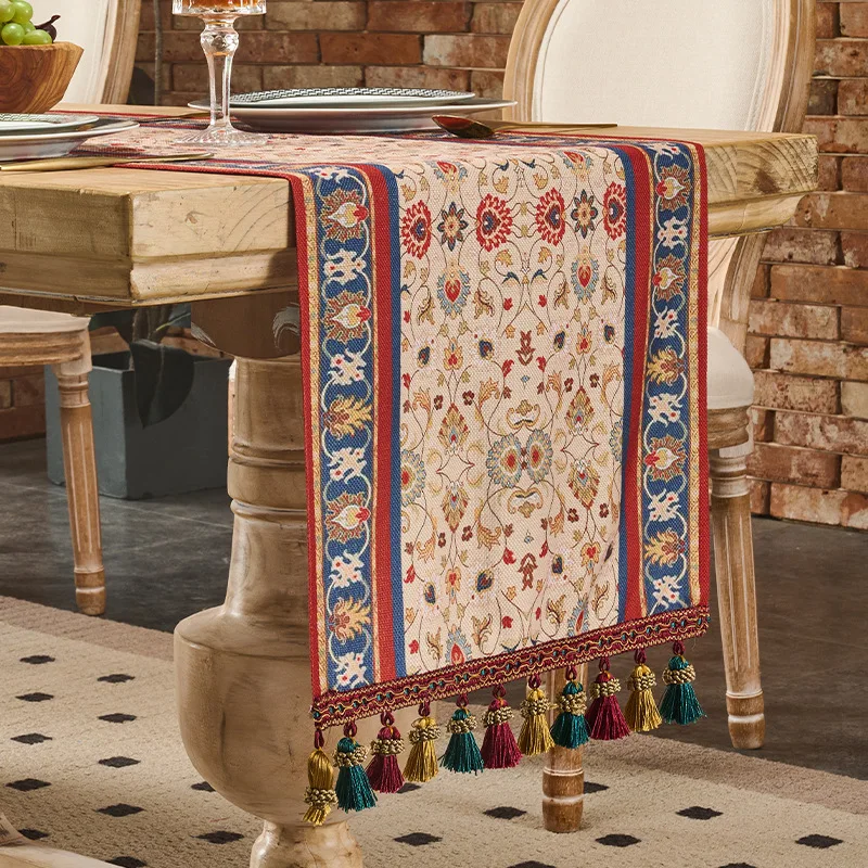 Light luxury Retro Style Table Runner Home Coffee Table Ddining Table Sideboard Cover Fabric Waterproof and Oil-proof Tablecloth