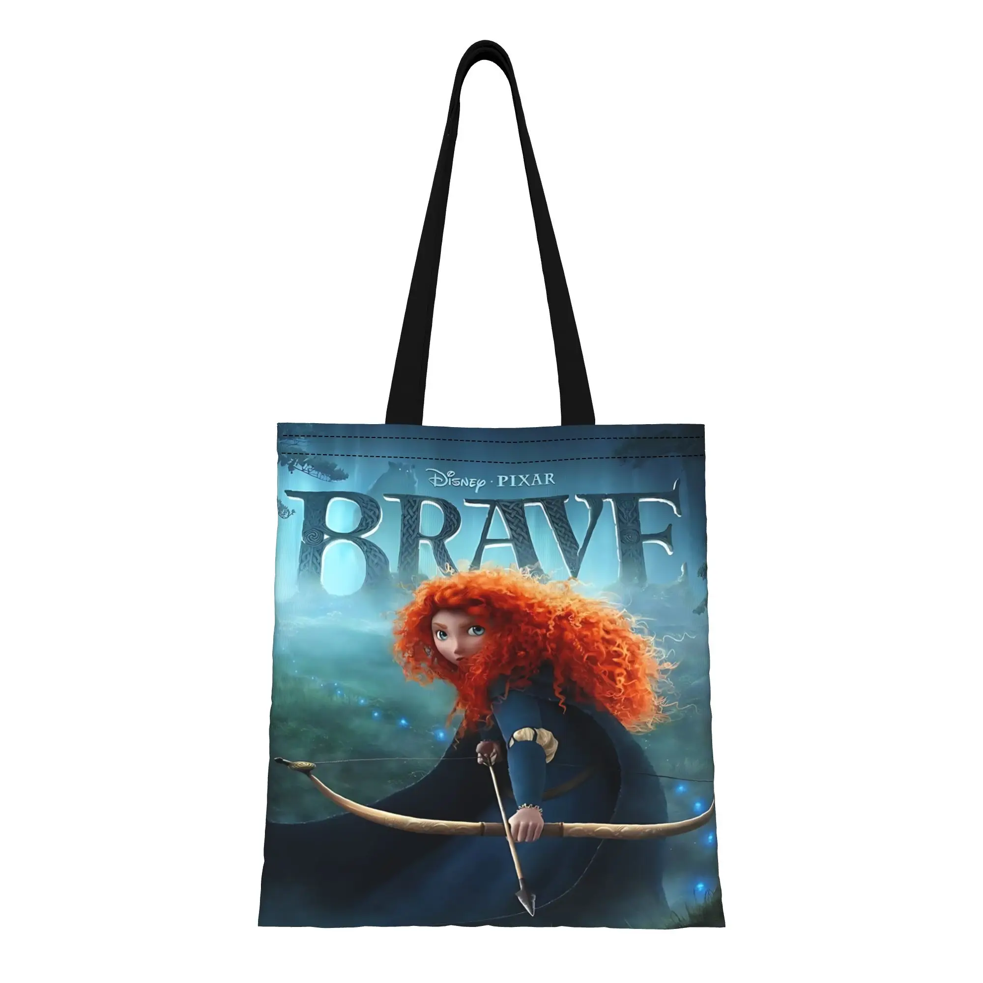 

Valentine's Day Disney Cartoon Animation Reusable Double Sided Canvas Tote Bag Shoulder Brave you control your desting Handbag