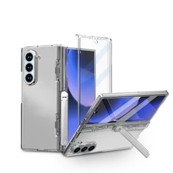 Per Samsung Galaxy Z Fold 6 custodia staffa per cerniera pieghevole opaca delicata sulla pelle con pellicola temperata protezione antiurto Cover rigida