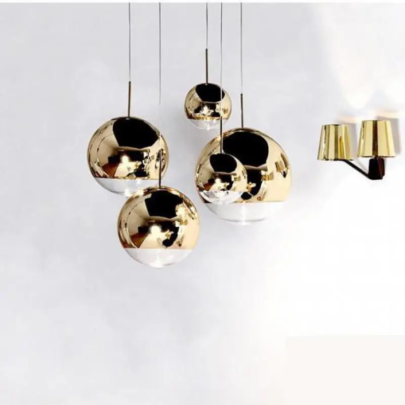 

Dining room lights Modern glass pendant lamp E27 led Lamps coffee shop Bar Chrome glass ball pendant light stair project lamps