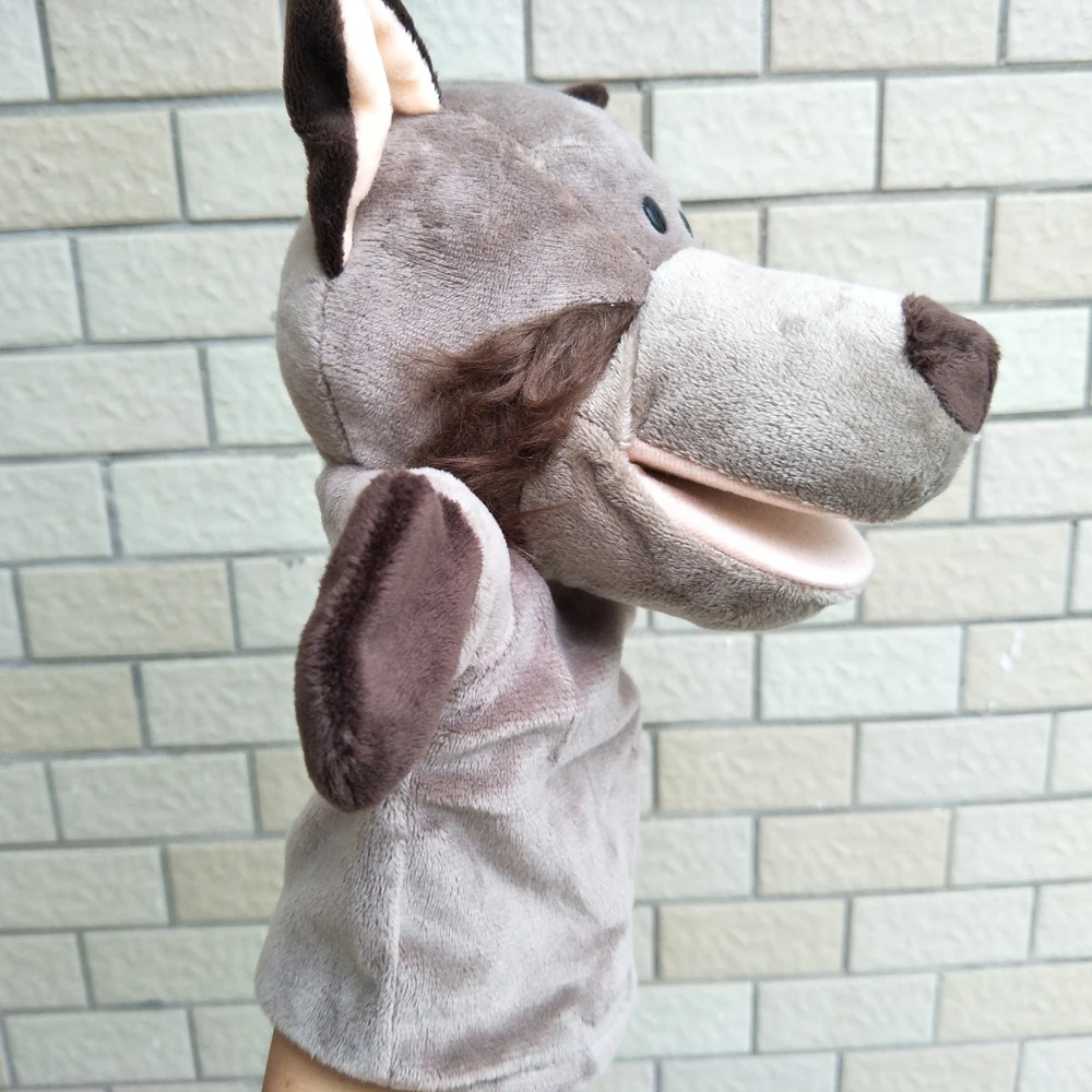 Weiches gefülltes Geschenk, grauer Wolf, Handpuppe, Kleinkind-Plüschtier für Kinder, gefülltes Geschenk