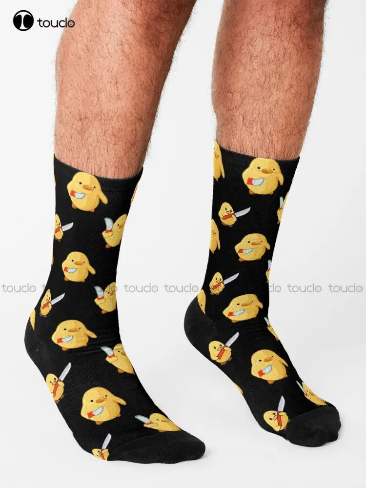 Duck With Knife | Duck You Cute But Will Cut You Socks Men'S Socks 360° Digital Print Custom Gift Streetwear Funny Sock Art