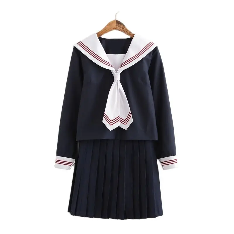 Manica lunga giapponese corea ragazze uniforme scolastica studenti vestito Campus femminile stile College navale Costume da marinaio