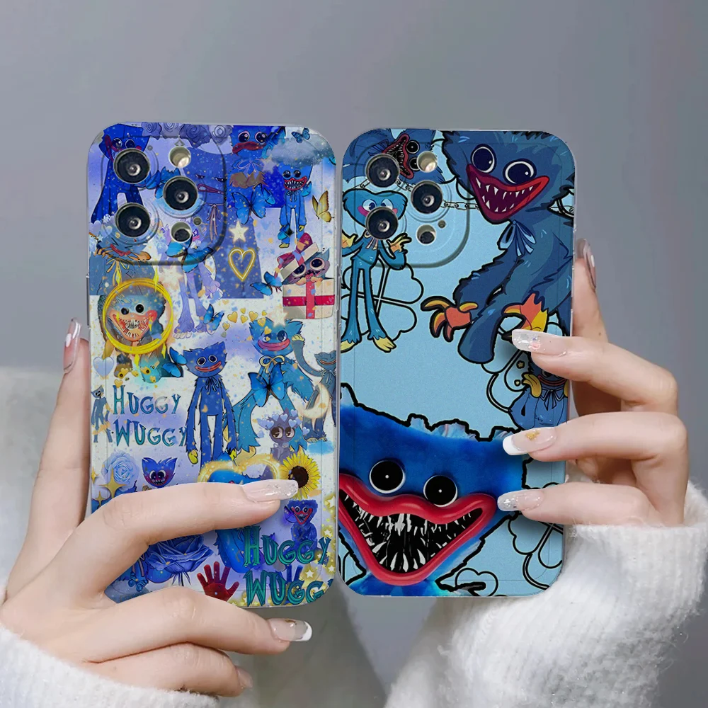 Game Cartoon H-Huggy--W-Wuggy Phone Case For IPhone 11 12 13 14 15 Plus Pro Max Anger Eyes Silicon Clear Soft Cover