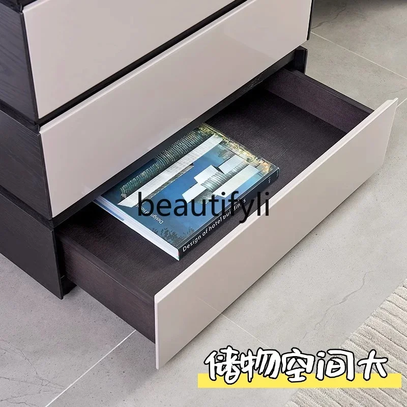 Italian minimalist paint dresser table flip mirror dressing table bedroom integrated TV cabinet