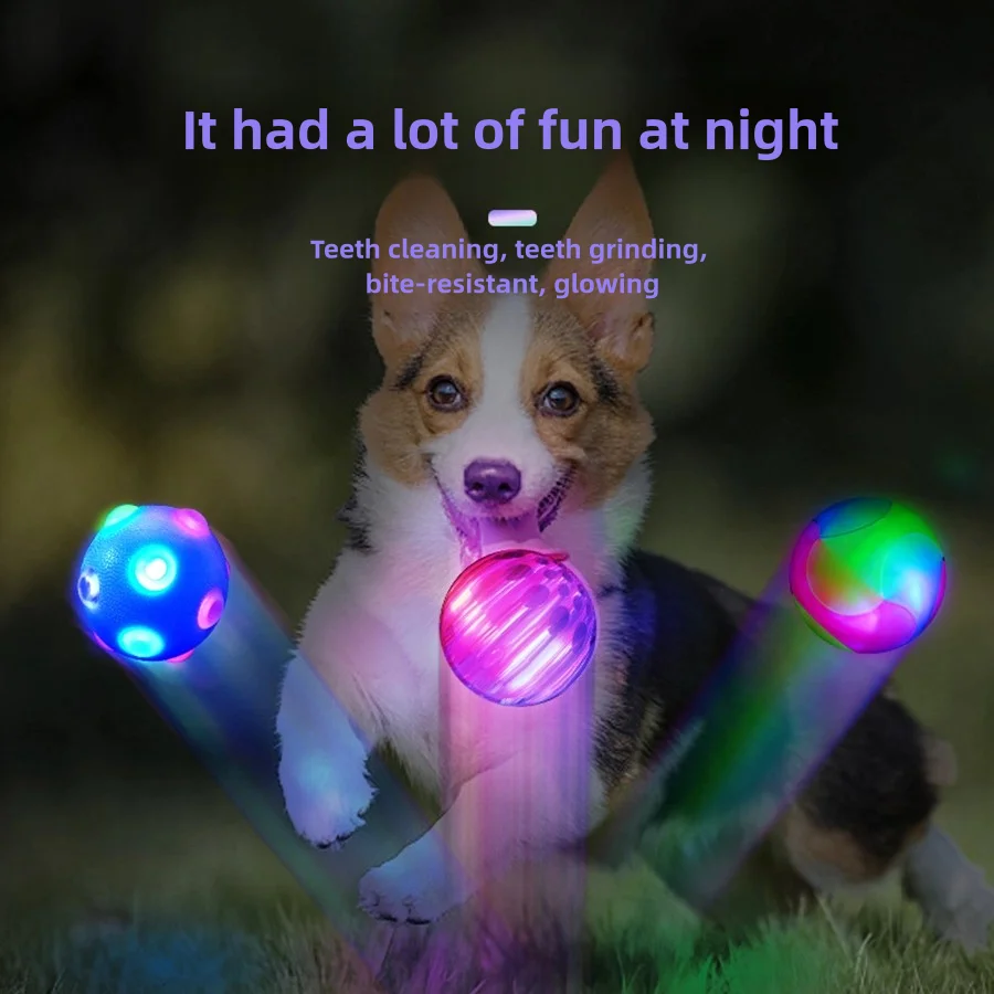 Luminous toy elastic ball, cat chasing ball, disco ball, dog ball, pet toy flash ball