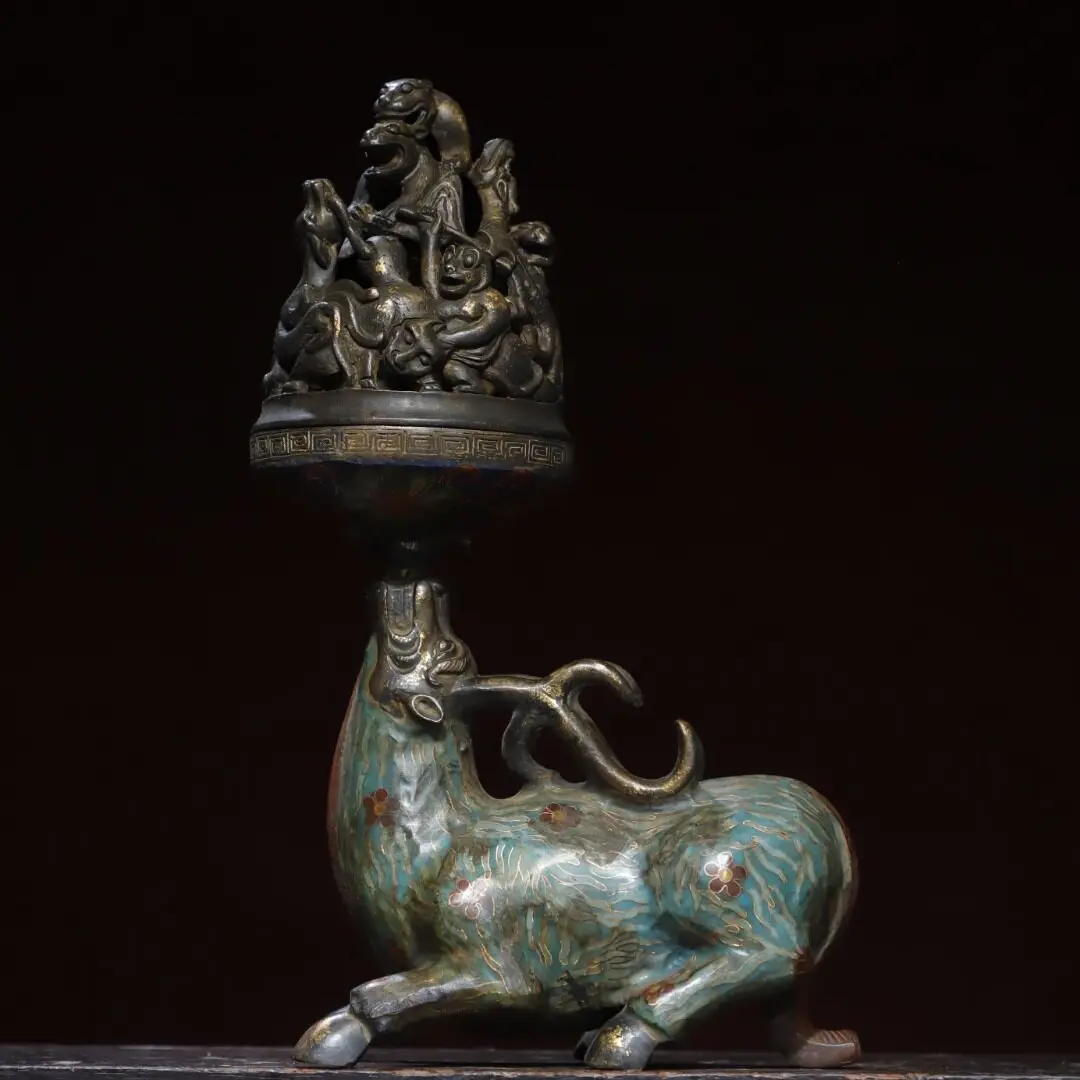 Chinese Antique Bronze Cloisonne Enamel Filigree Boshan Incense Burner Home Decor