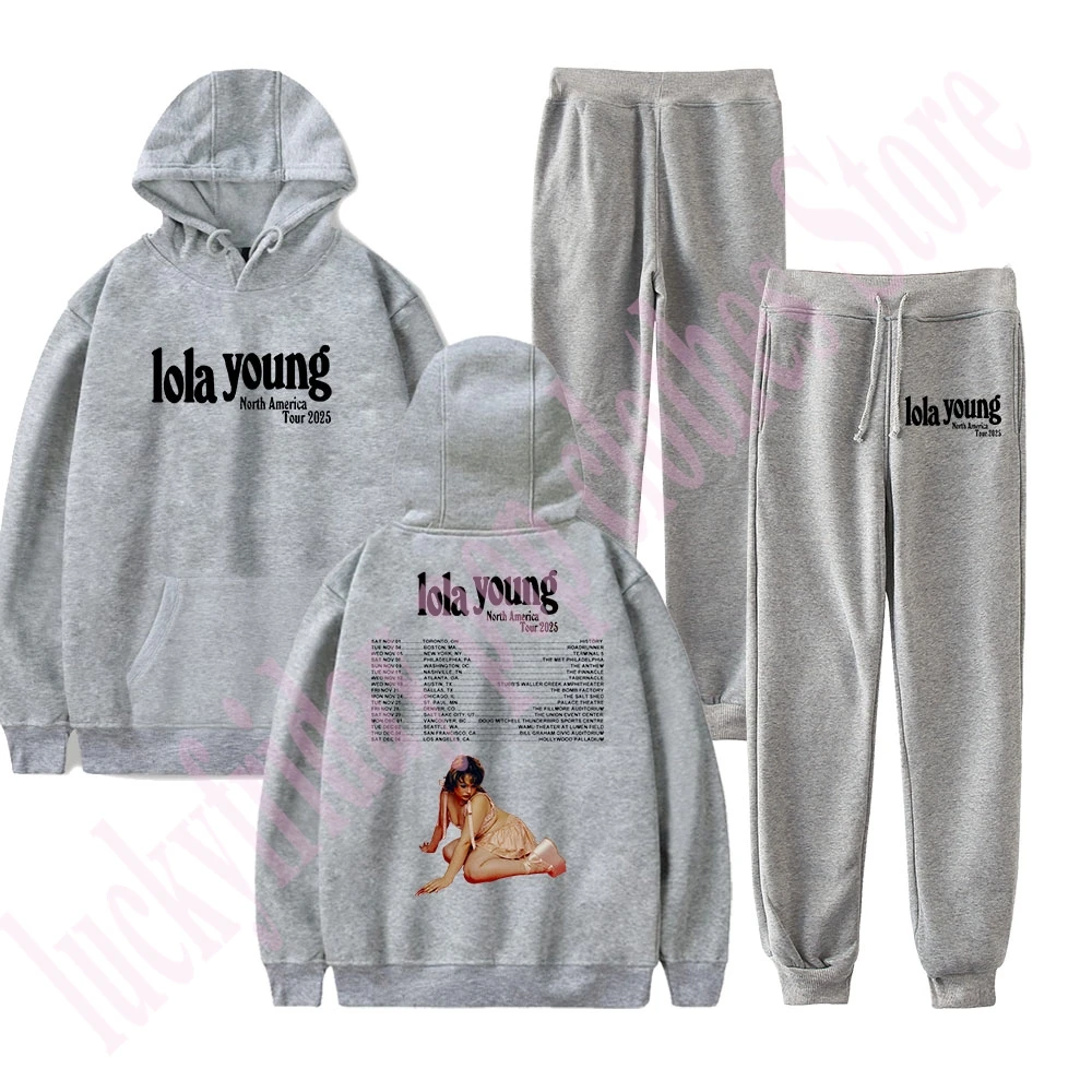 Lola Young Tour 2025 Merch Conjunto de sudaderas con capucha y sudaderas con estampado pop Ropa de calle informal unisex