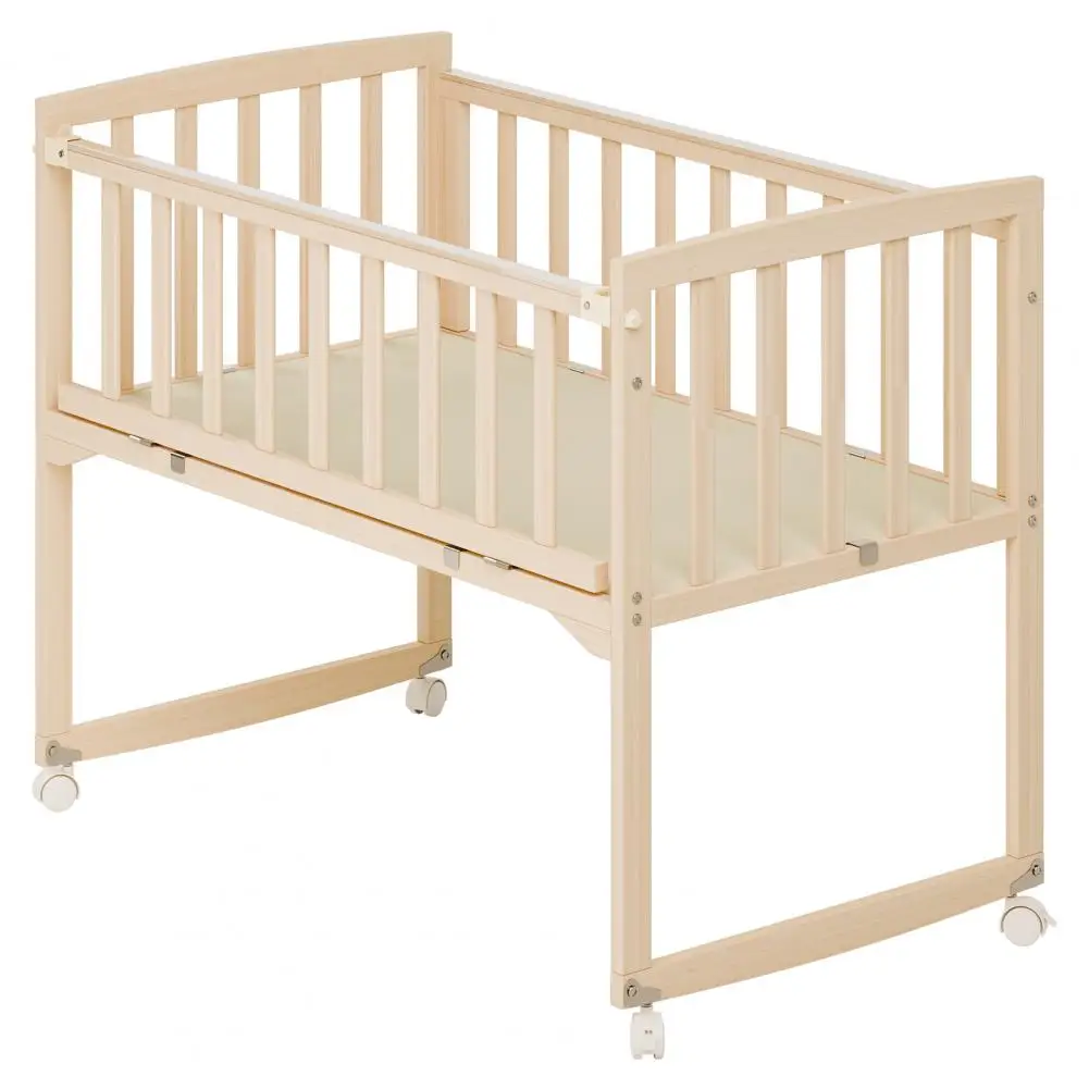 Cama infantil com anti-riva, cama de madeira de pinho sólido para meninos e meninas, berço portátil para crianças pequenas, berços para cochilo de crianças