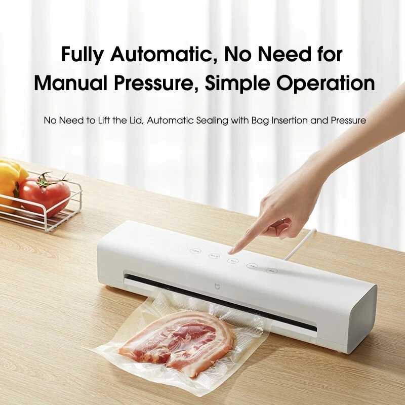 XIAOMI MIJIA Vacuum Sealers Machine 220V con sacchetti sottovuoto da 10 pezzi gratuiti per confezionatrice sottovuoto per alimenti per uso domestico