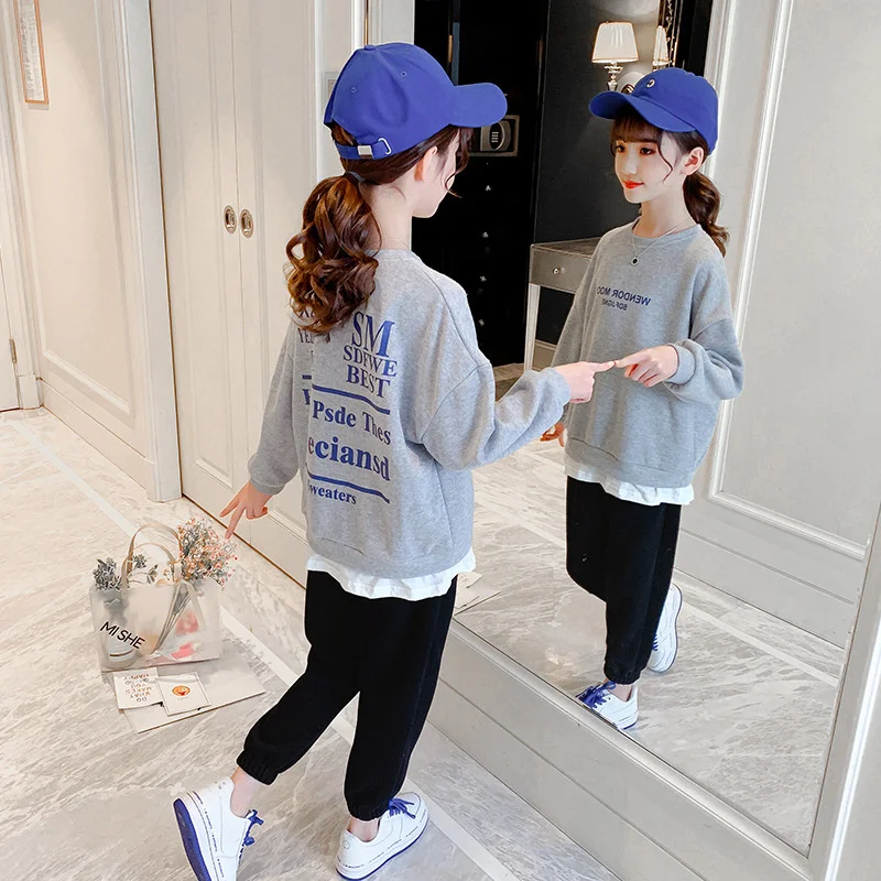 Girls /Boys Suit Sweatshirts +Pants Cotton 2Pcs/Sets 2022 Scoop Spring Autumn Thicken Teenager Warm Kid Outdoor Children Clothin