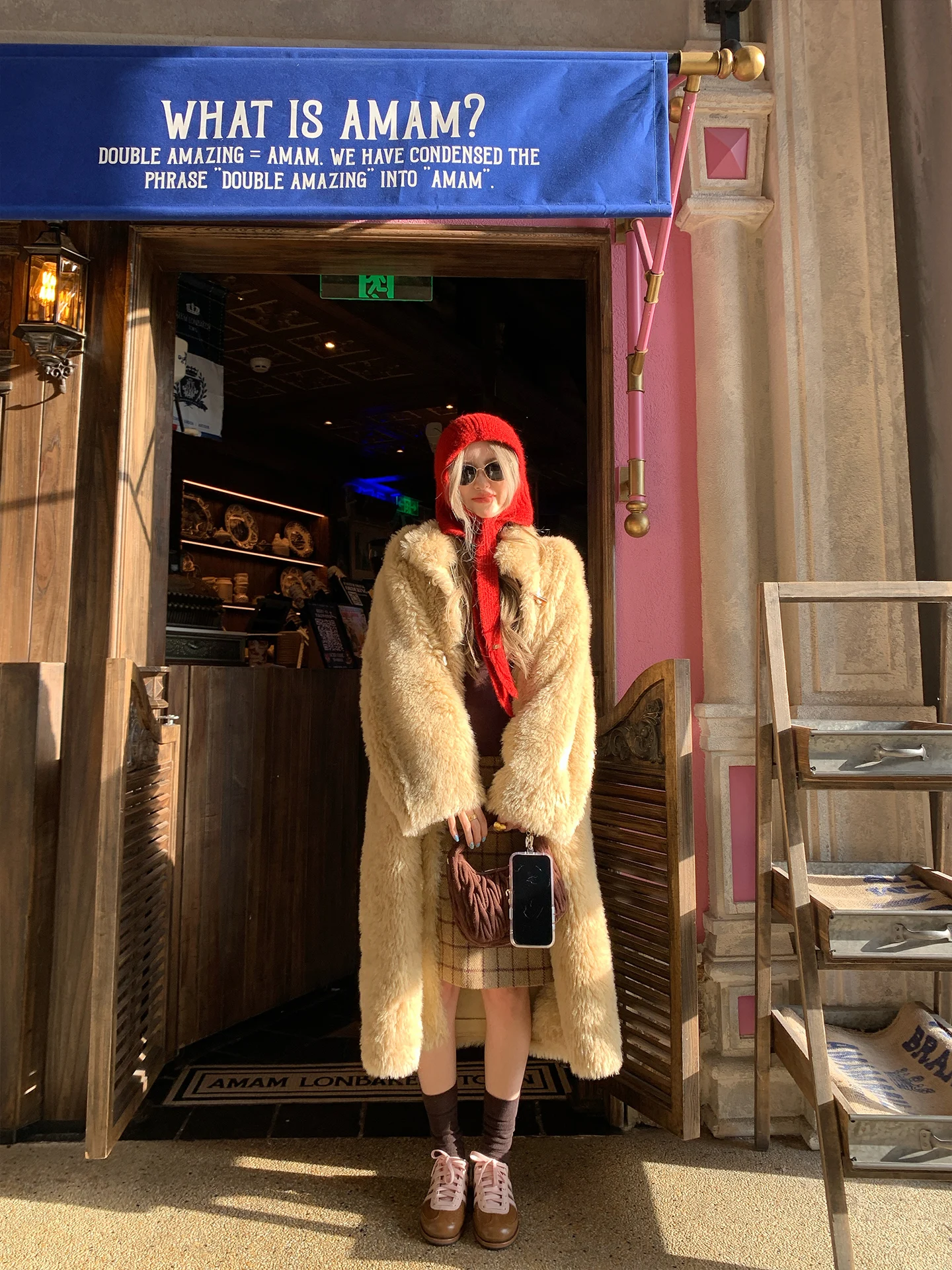 

Yellow Buttoned Faux Fur Jaet Women's Mid-Length Coat Stand Fit Warm Thiened Leatherette Outerwear for Winter