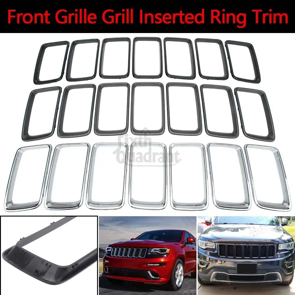 

Новая передняя решетка, 7 шт./компл., автомобильная подходит для Jeep Grand Cherokee 2014 2015 2016, вставленное кольцо, накладка из АБС-пластика, хром/черный
