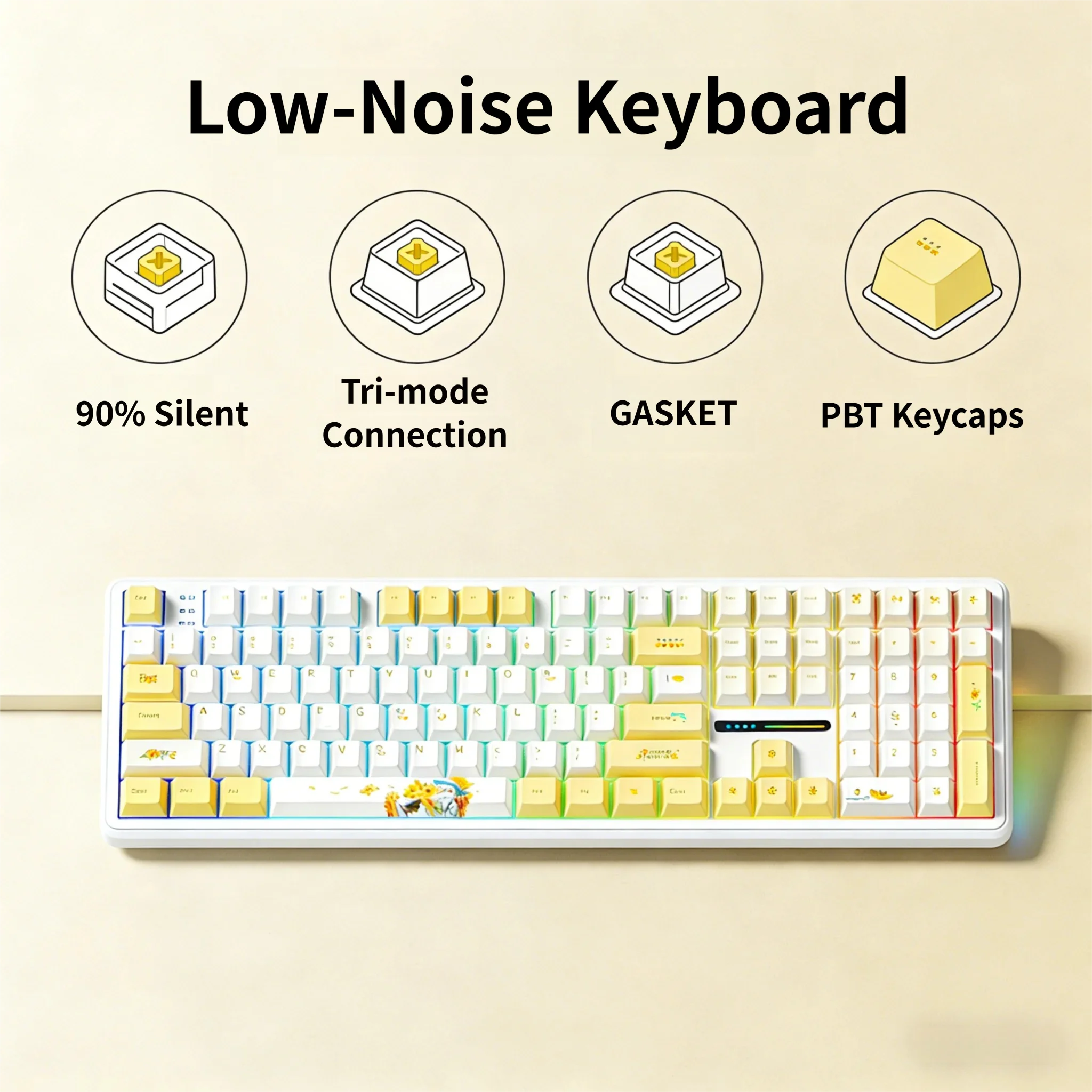 

AULA F108 Wireless Keyboard Low-noise Switch Gaming keyboard Gasket Hot-swap