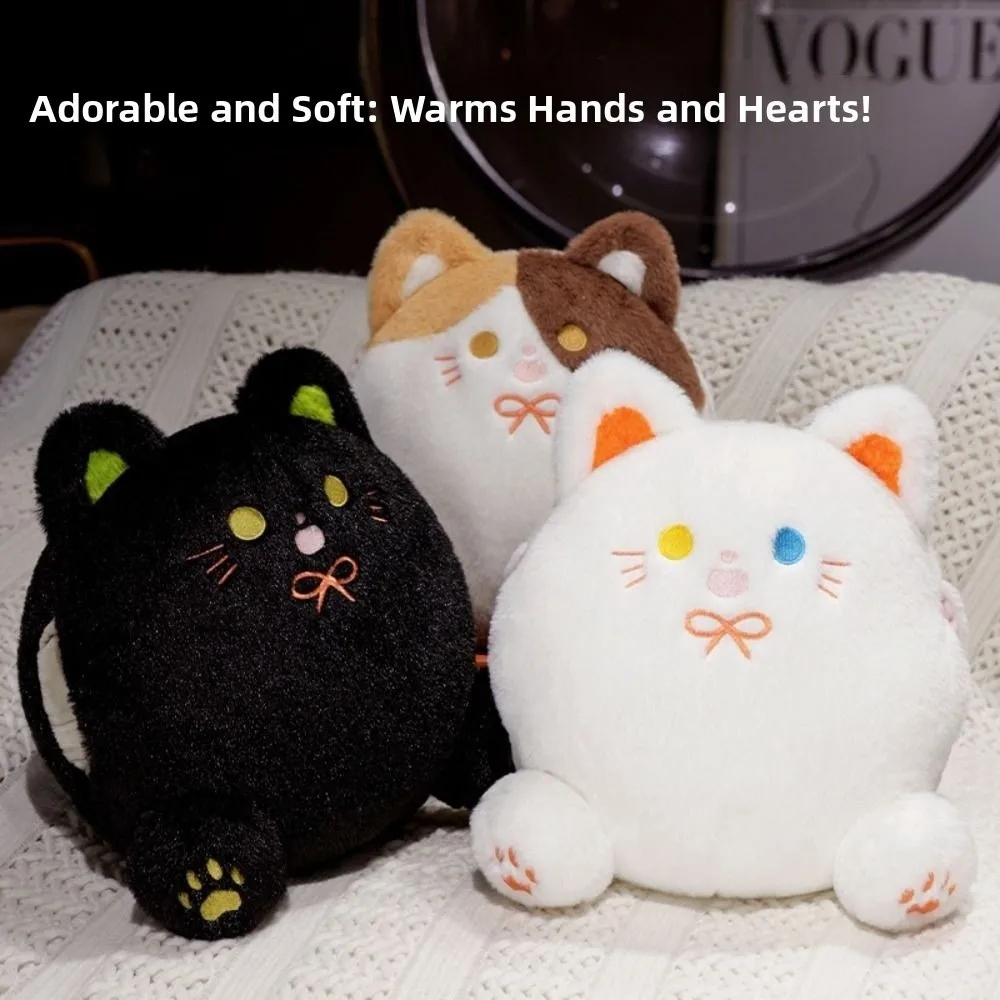 

PP Cotton Calico Cat Plush Toys with Hand Pocket Smile White Cat Plush Pillow Funny Kawaii Black Cat Plush Doll Home Decor