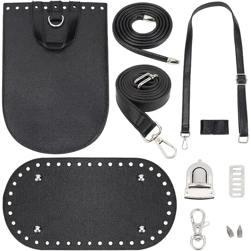 

Black PU Leather Backpack Making Kits DIY Knitting Crochet Bags Bag Bottom Shaper Pad Insert Cushion Base with Holes Bag