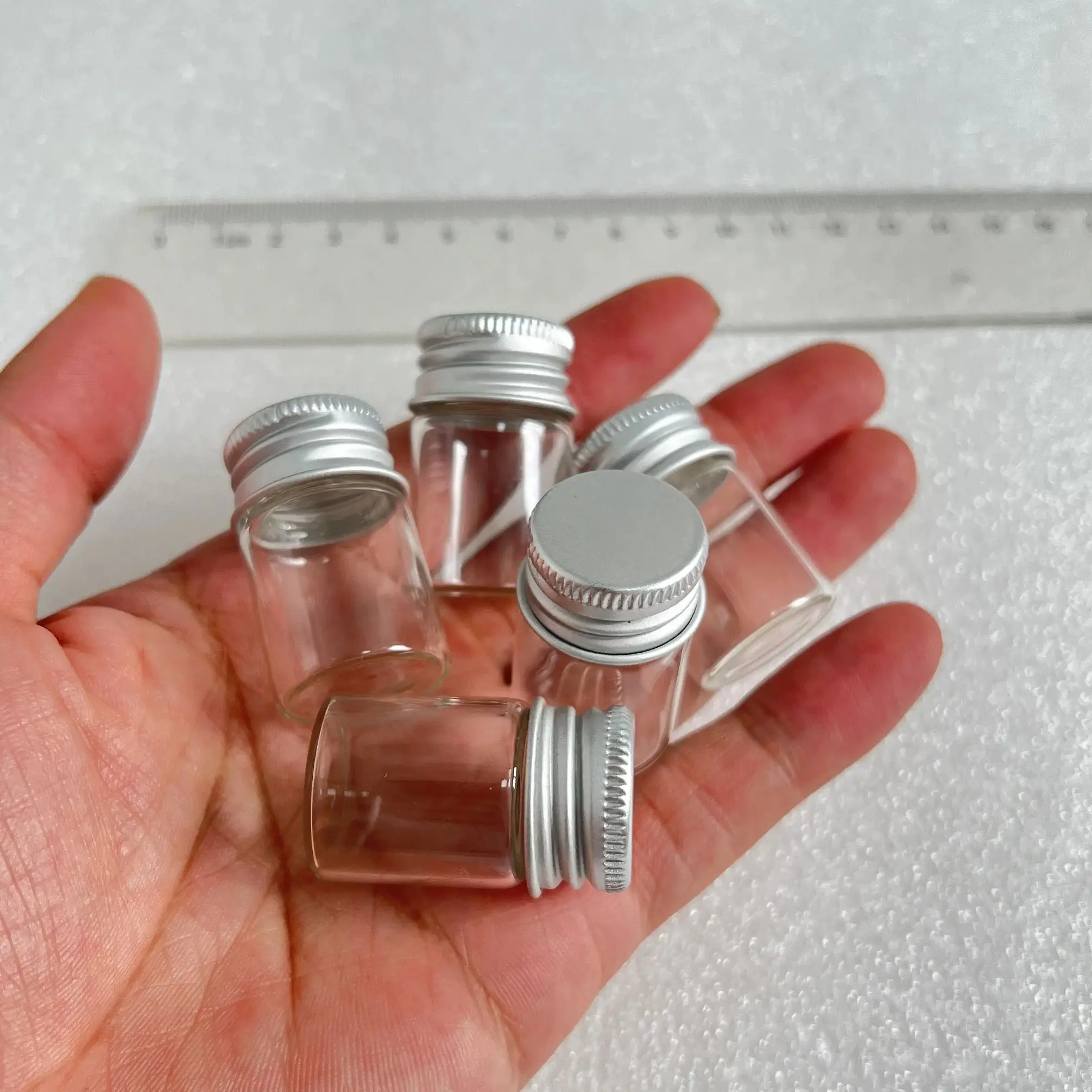 60/140 PCS 7ml Decor Glass Bottles Silver Screw Caps 13×22×35mm Tiny Glass Jars DIY Crafts Decorative Mini Vials