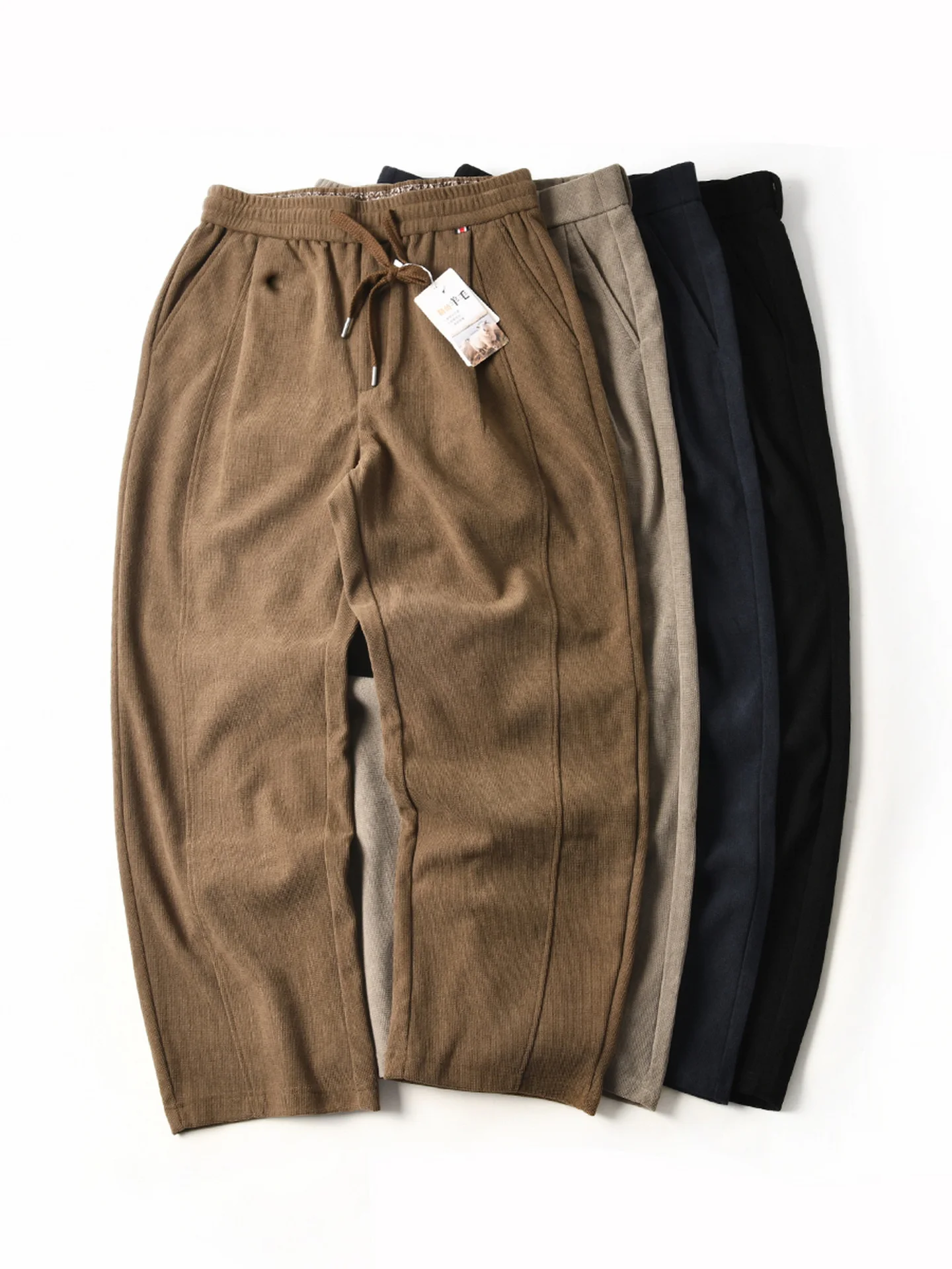 New American Style Thickened Texture Business Casual Pants Men's Autumn Winter Trendy Knife  Loose Straight Leg Trousers