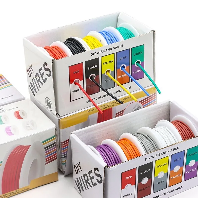 

Heat Resistant Soft Silicone Wire 5 Colors in A Box Kit 30/28/26/24/22/20/18/17/16AWG Stranded Cable Electrical Tinned Copper