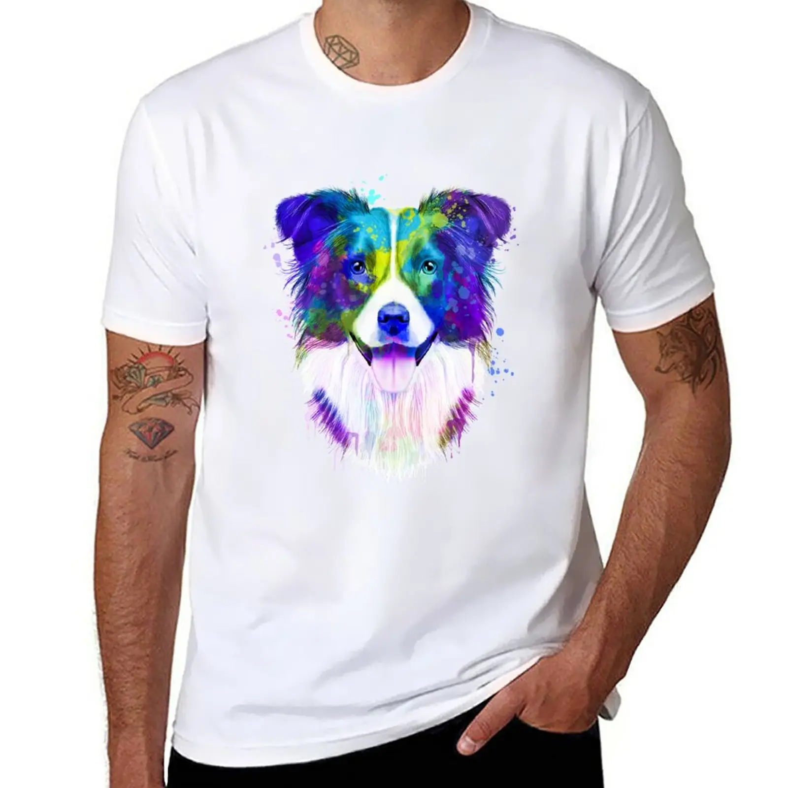 New Border Collie Watercolor, Border Collie Painting, Border Collie Portrait, Border Collie art, Border Collie illustrat T-Shirt