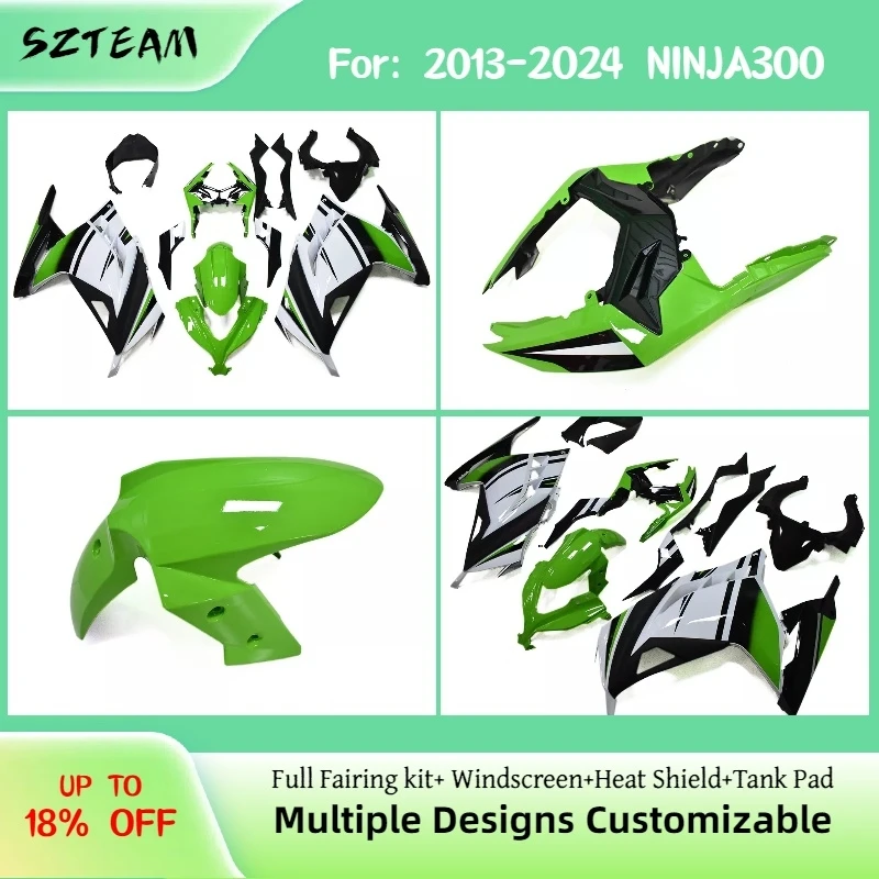 

Комплект обтекателей для KAWASAKI NINJA 300 2013-2024: Прочные, новые, литые обтекатели Pro для мотоцикла NINJA300 (стиль 13-24)