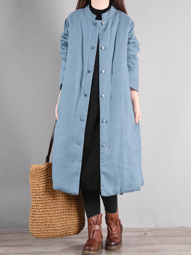 

Женское китайское хлопковое пальто Thiened Cotton Jaet на пуговицах, теплое легкое хлопковое пальто, льняная верхняя одежда, художественная одежда