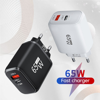 PD 65W GaN Fast Charging Phone Charger Type C USB Wall Mobile Phone Power Adapter For iPhone Samsung Xiaomi Huawei Wall Charger